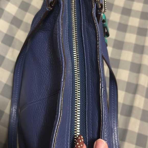 Coach Large Park Carrie Blue Pebbled Leather Bag Satchel Purse Tote Slate F23284 - Picture 7 of 11